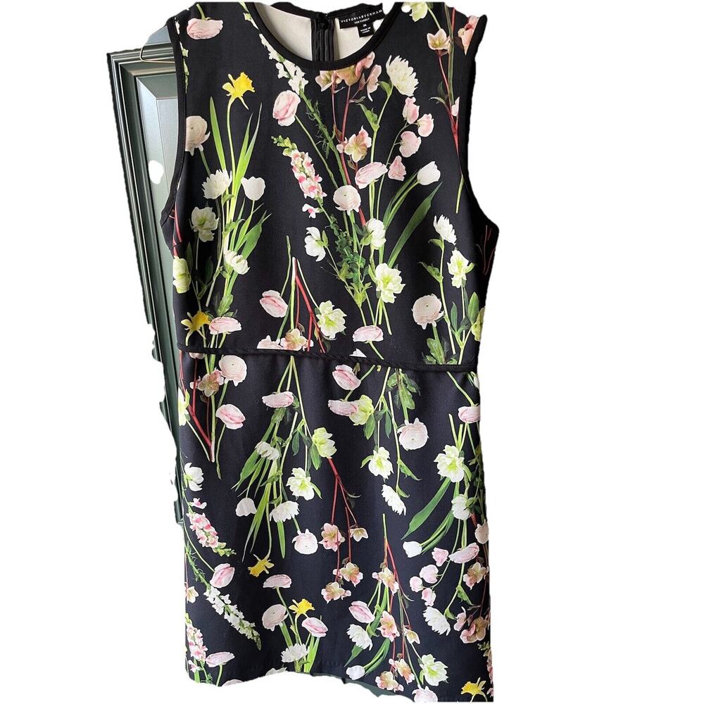 Victoria Beckham For Target Floral Sleeveless Dress Size M Black With Flowers